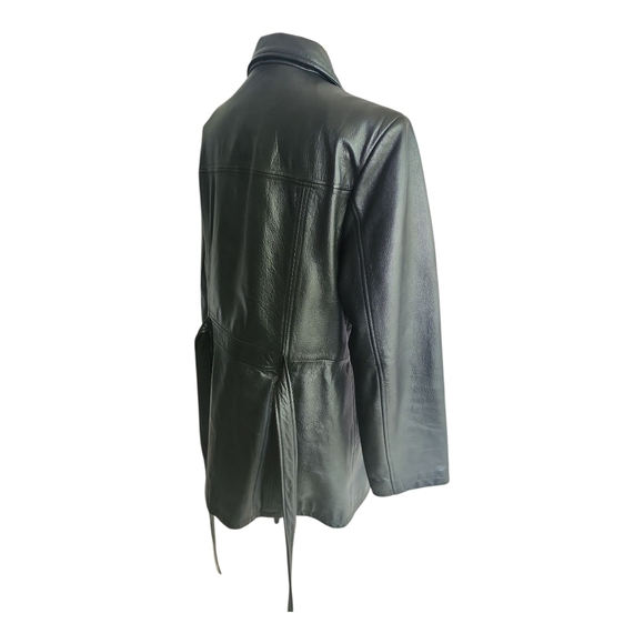 Modern Essentials Black Faux Leather Belted Jacket – Size Medium, Minimalist - Picture 5 of 9